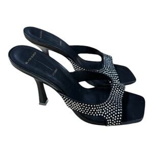 Black Suede Studio NWOB Charlie Sandal Crystal Embellished Heel Size 36 (US 6)
